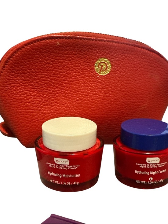 Other - Red Pebbled Cosmetic Pouch with Red Skincare Jars